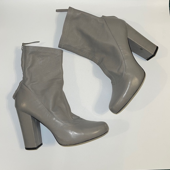 Zara Shoes Zara Soft Grey Leather Sock Boots Size 39 Poshmark